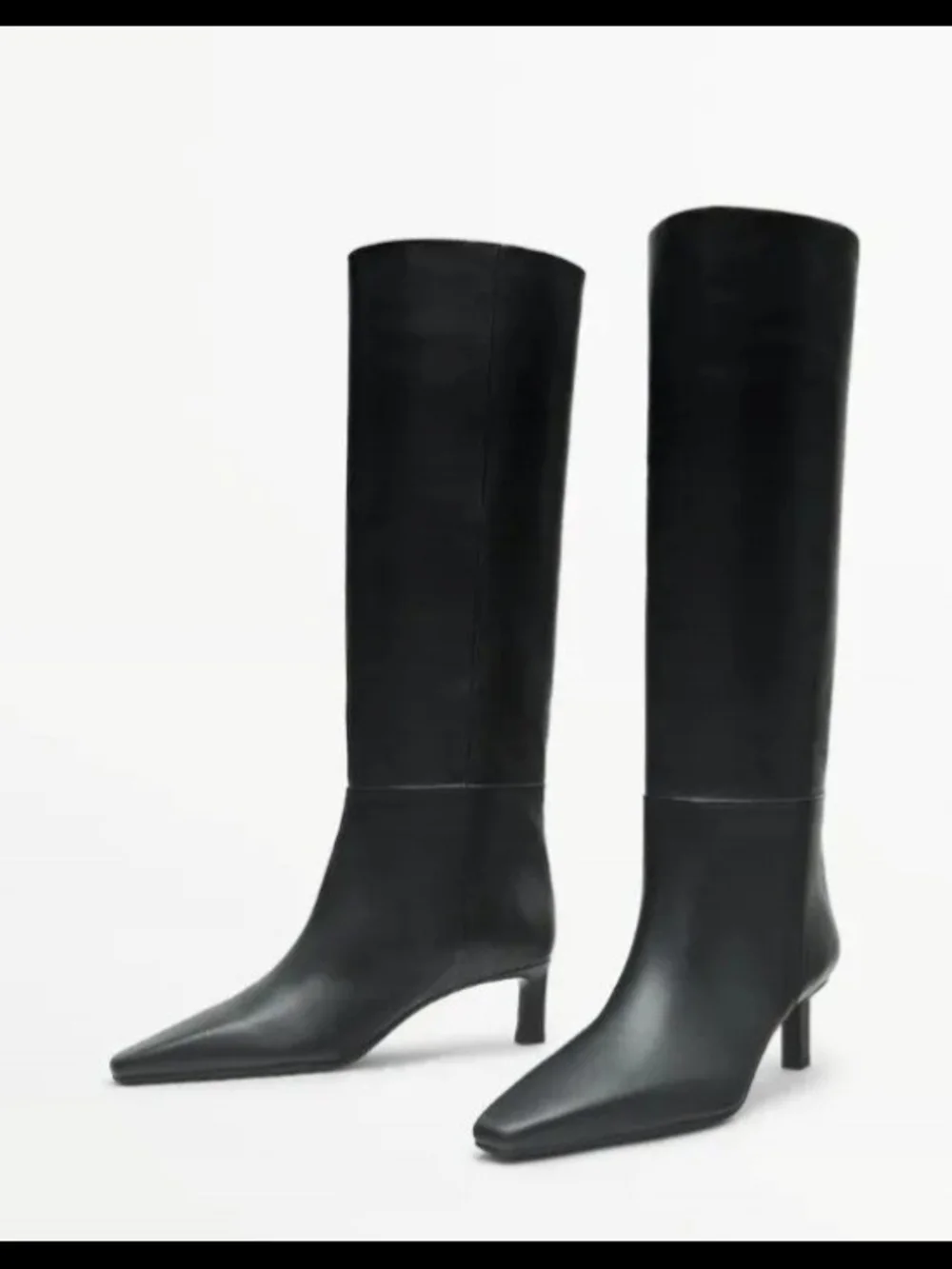 Massimo Dutti Black Over-the-Knee Pointed-Toe Boots